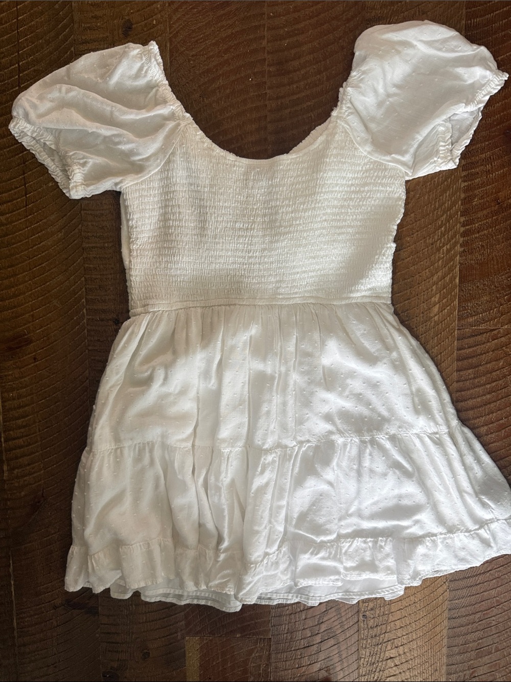 Hollister White Puff-Sleeve Smocked Waist Sundress - Picture 3 of 3